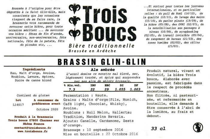 etiquette BRASSERIE 3 BOUCS 06