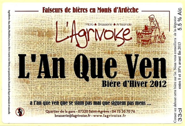 etiquette BRASSERIE L'AGRIVOISE 20