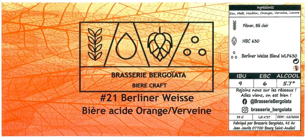 Etiquette BRASSERIE BERGO�ATA 01