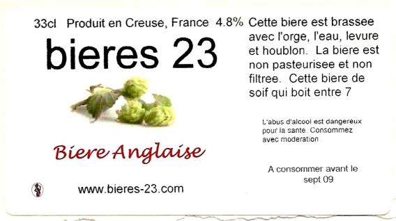 etiquette BRASSERIE BIERES 23 05