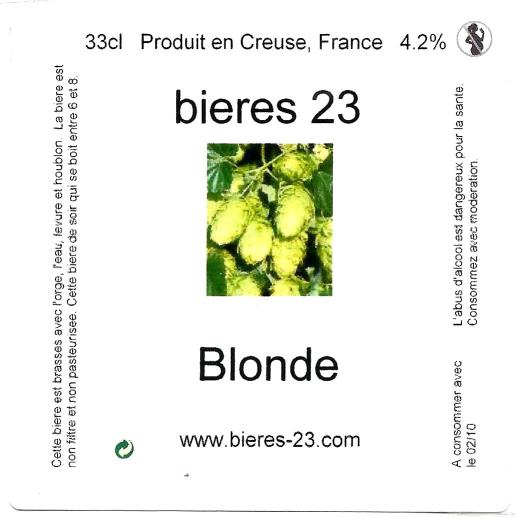 etiquette BRASSERIE BIERES 23 16