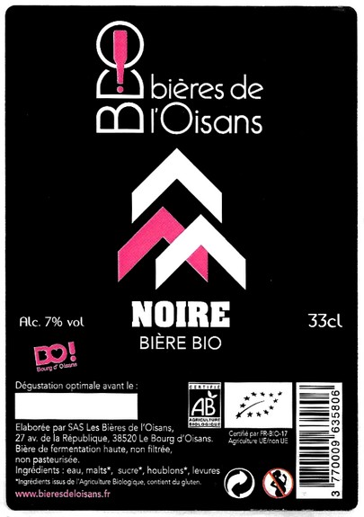etiquette BRASSERIE BIERES DE L'OISANS 19