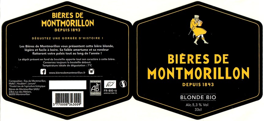 Etiquette BRASSERIE BIERES DE MONTMORILLON 19