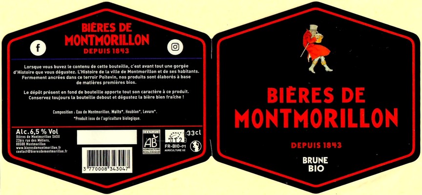 Etiquette BRASSERIE BIERES DE MONTMORILLON 20