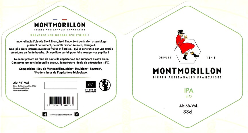Etiquette BRASSERIE BIERES DE MONTMORILLON 38