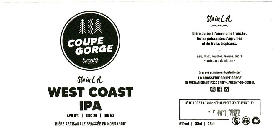 etiquette BRASSERIE COUPE GORGE 01