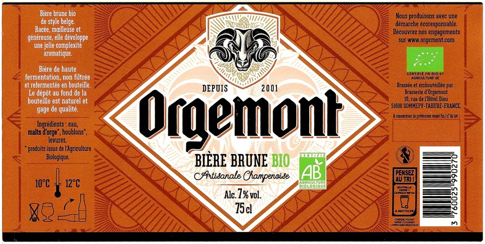 Etiquette BRASSERIE D'ORGEMONT 109