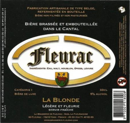 etiquette BRASSERIE DE FLEURAC 08