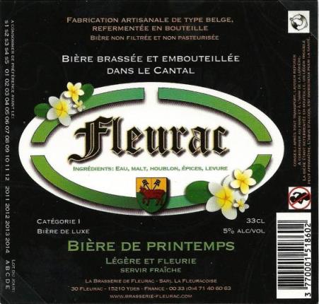 etiquette BRASSERIE DE FLEURAC 12