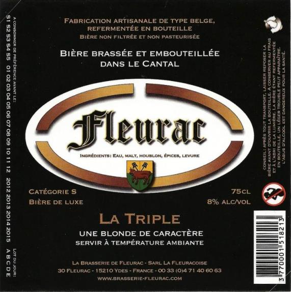 etiquette BRASSERIE DE FLEURAC 33