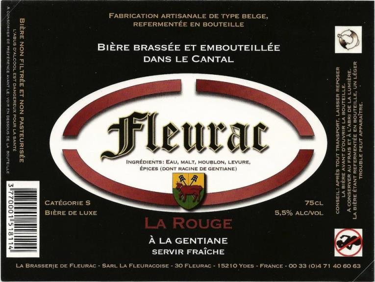 etiquette BRASSERIE DE FLEURAC 36