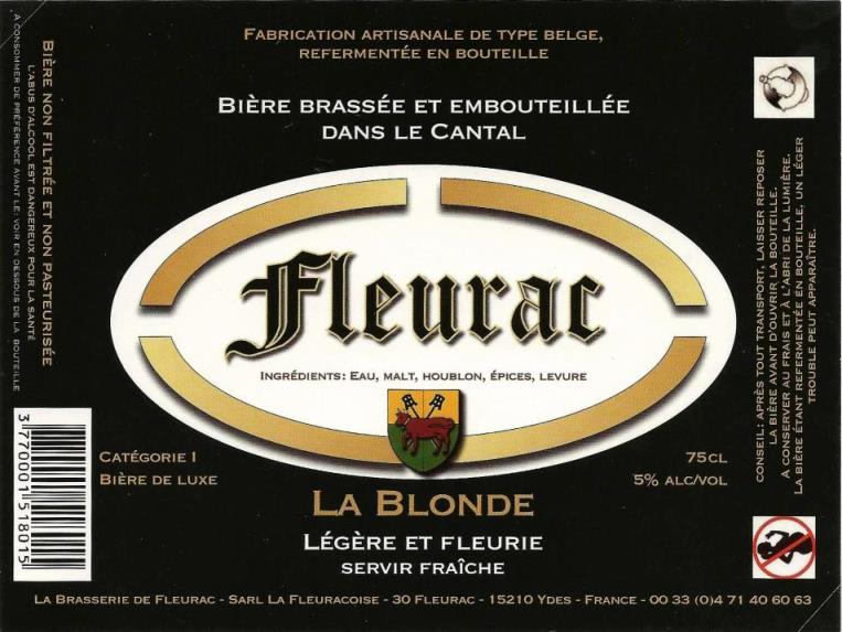 etiquette BRASSERIE DE FLEURAC 37