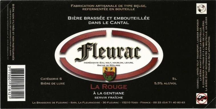 etiquette BRASSERIE DE FLEURAC 40