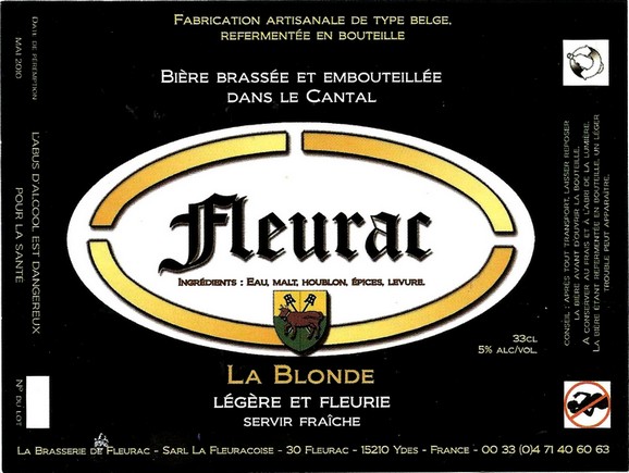 etiquette BRASSERIE DE FLEURAC 42
