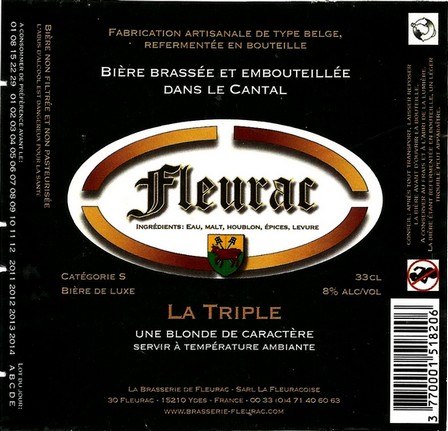 etiquette BRASSERIE DE FLEURAC 43