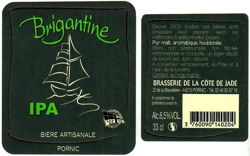 Etiquette BRASSERIE DE LA COTE DE JADE 15