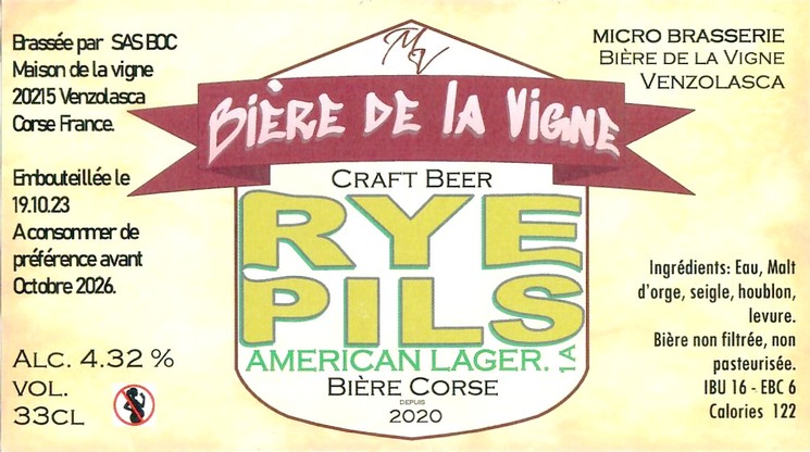 Etiquette BRASSERIE DE LA MAISON DE LA VIGNE 19