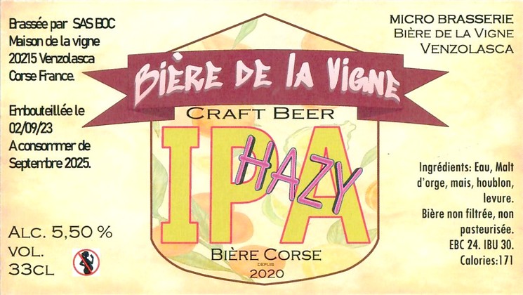 Etiquette BRASSERIE DE LA MAISON DE LA VIGNE 20