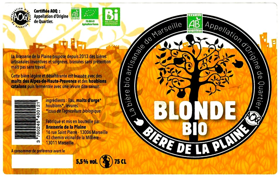 etiquette BRASSERIE DE LA PLAINE 38