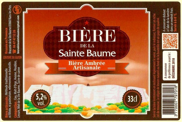 Etiquette BRASSERIE DE LA SAINTE BAUME 83 01