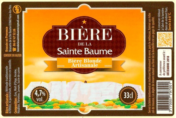 Etiquette BRASSERIE DE LA SAINTE BAUME 83 02