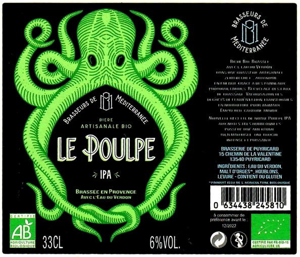etiquette BRASSERIE DE PUYRICARD 22