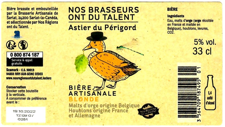 etiquette BRASSERIE DE SARLAT 19