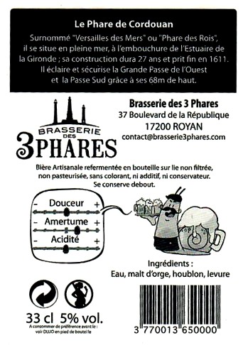 etiquette BRASSERIE DES 3 PHARES 02 BACK