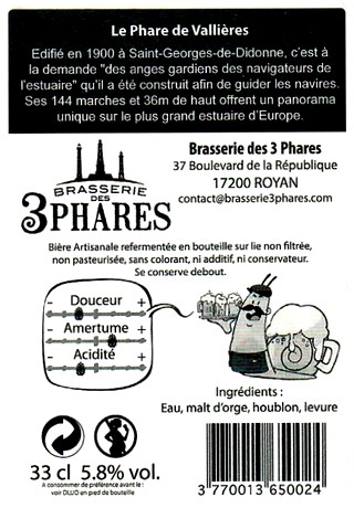 etiquette BRASSERIE DES 3 PHARES 03 BACK