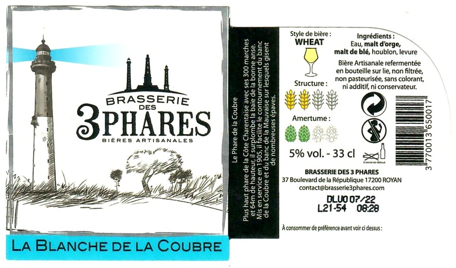 Etiquette BRASSERIE DES 3 PHARES 07