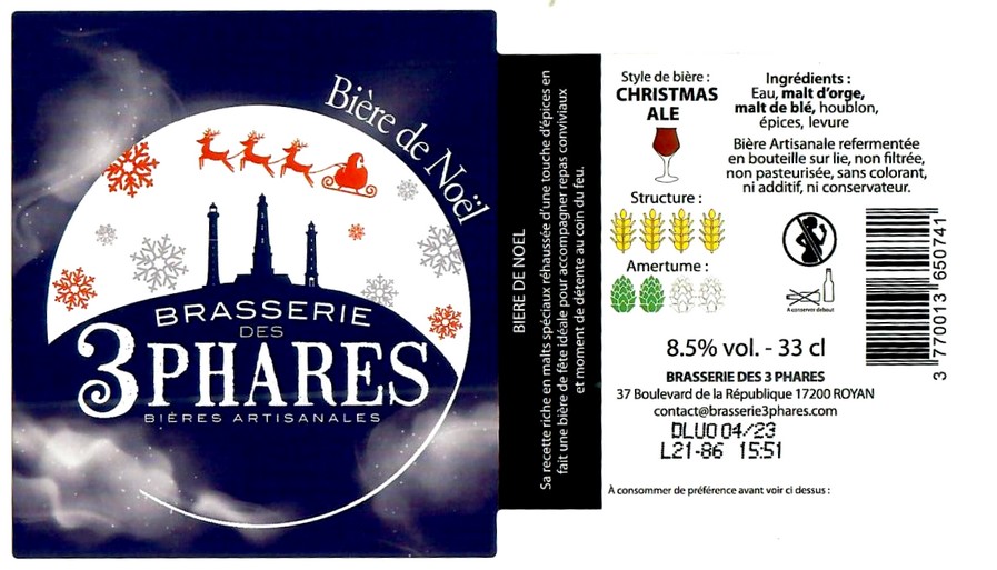 Etiquette BRASSERIE DES 3 PHARES 08