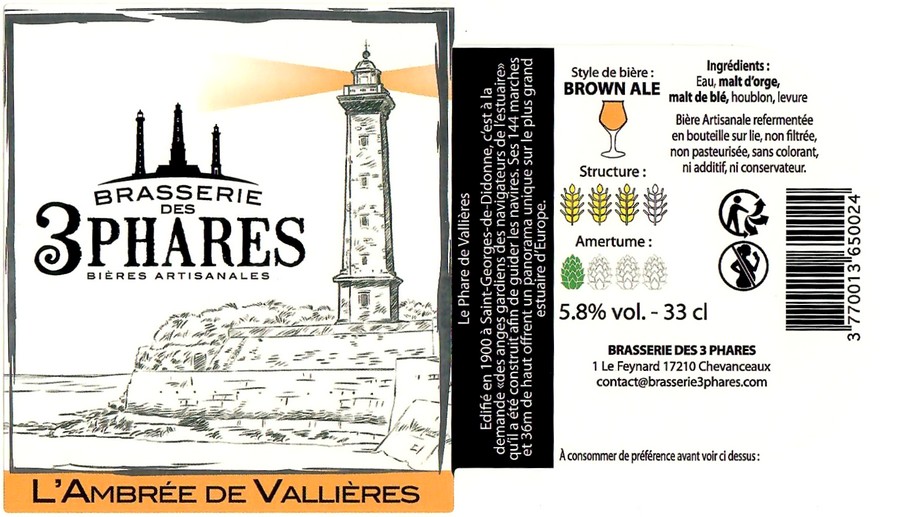 Etiquette BRASSERIE DES 3 PHARES 11