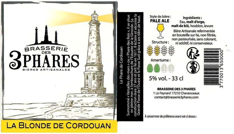 Etiquette BRASSERIE DES 3 PHARES 14