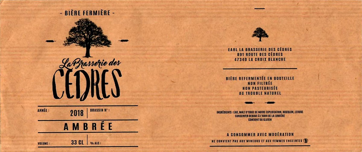 etiquette BRASSERIE DES CEDRES 08