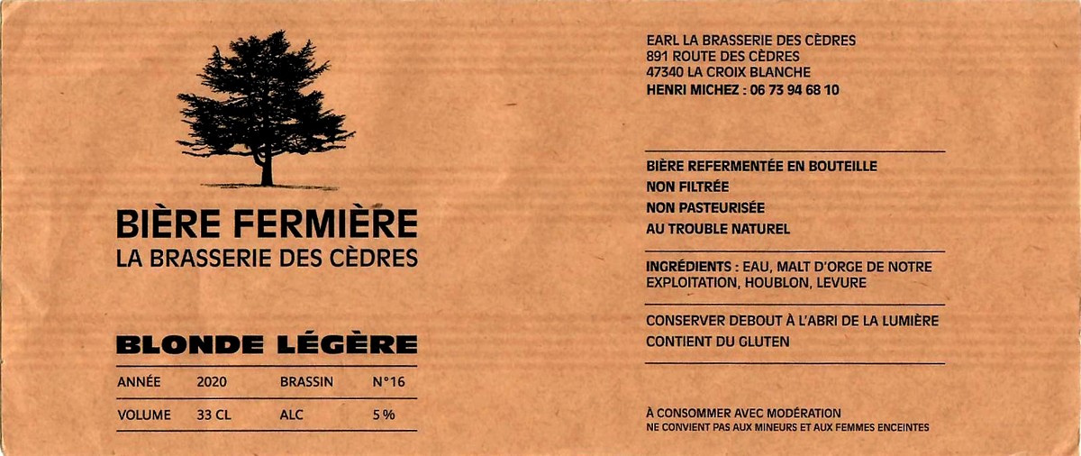 etiquette BRASSERIE DES CEDRES 10