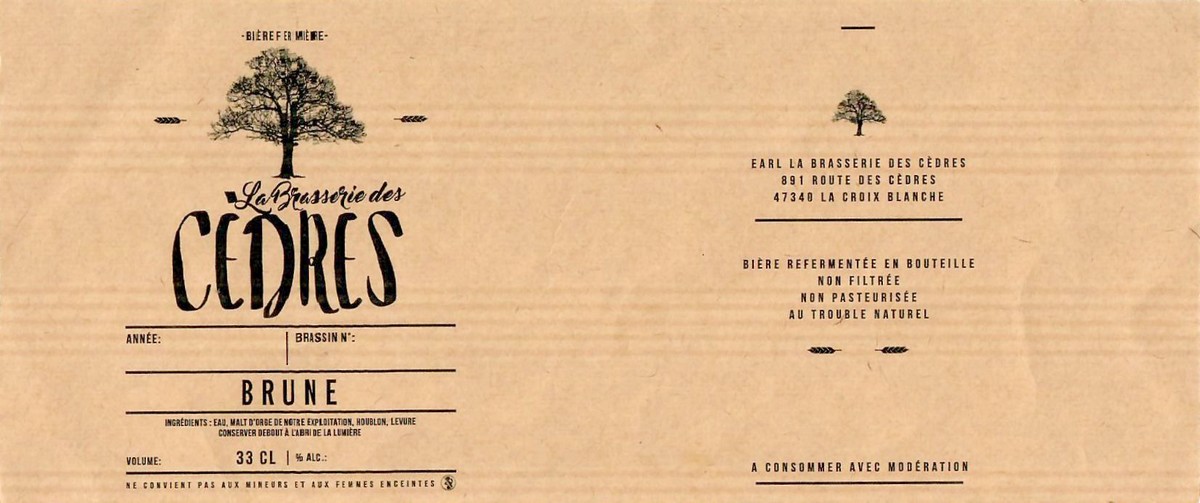 Etiquette BRASSERIE DES CEDRES 13