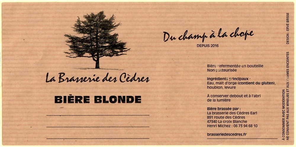 Etiquette BRASSERIE DES CEDRES 19