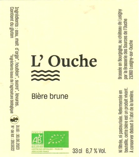 Etiquette BRASSERIE DES SOURCES DE L'OUCHE 15