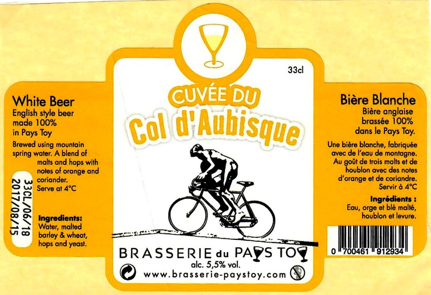 etiquette BRASSERIE DU PAYS TOY 05