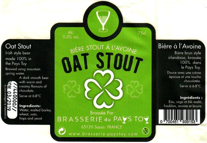 etiquette BRASSERIE DU PAYS TOY 12