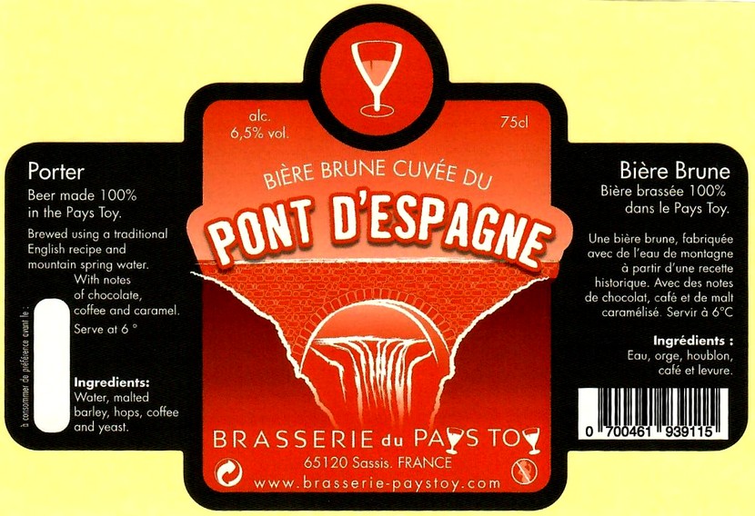 etiquette BRASSERIE DU PAYS TOY 16