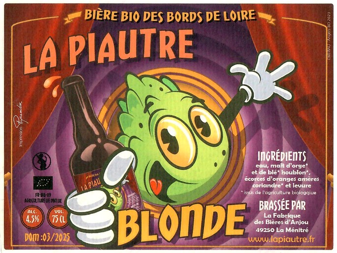 Etiquette BRASSERIE FABRIQUE BIERES ANJOU 85 Etiquette BRASSERIE FABRIQUE BIERES ANJOU 85