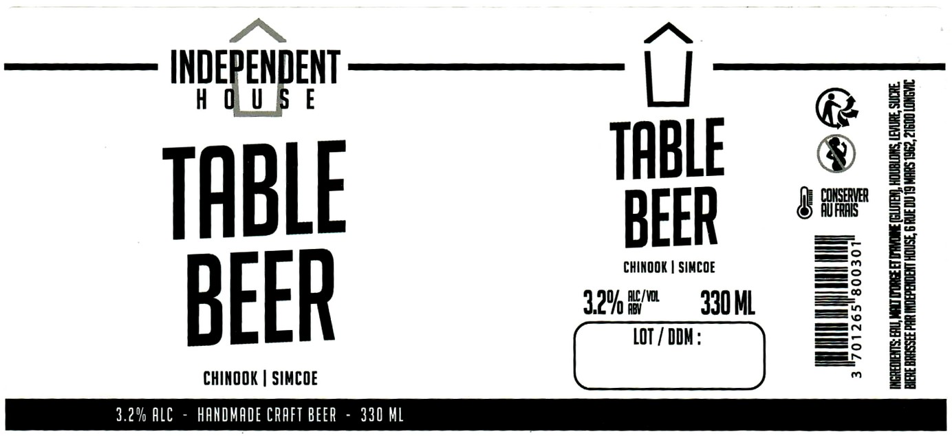 etiquette BRASSERIE INDEPENDENT HOUSE 19