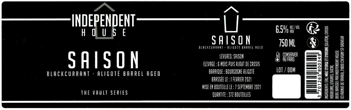 etiquette BRASSERIE INDEPENDENT HOUSE 24