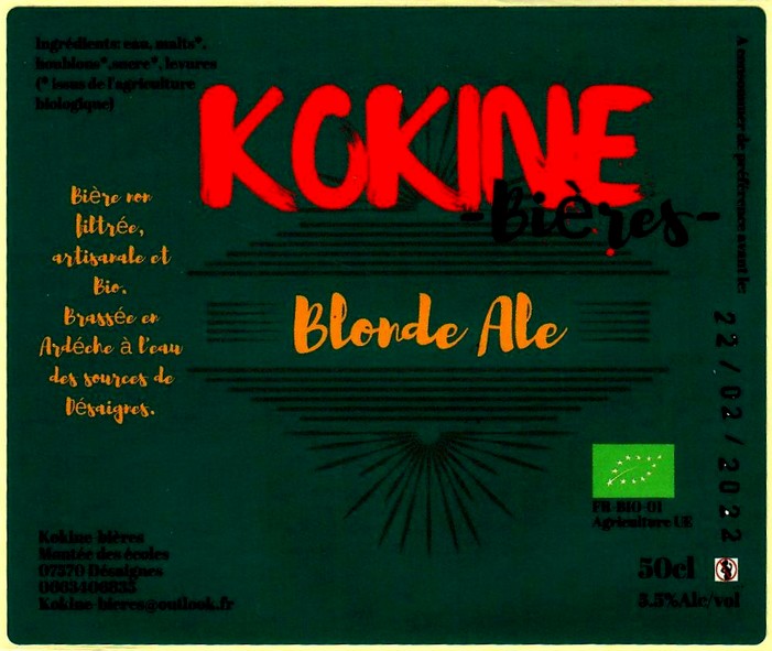 etiquette BRASSERIE KOKINE BIERES 01