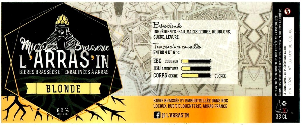 Etiquette BRASSERIE L'ARRAS'IN 40