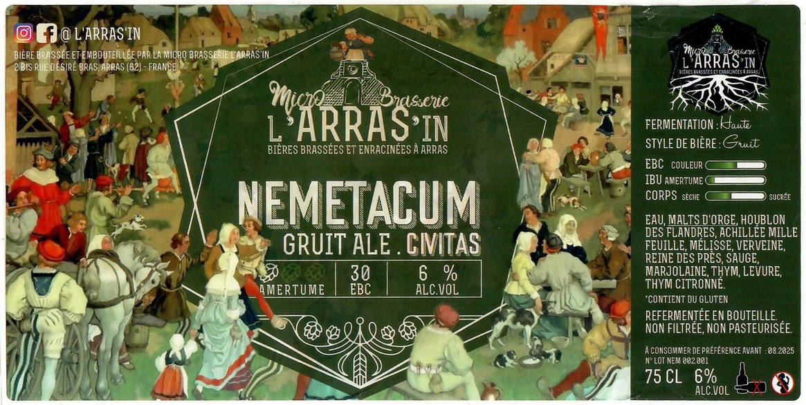 Etiquette BRASSERIE L'ARRAS'IN 62