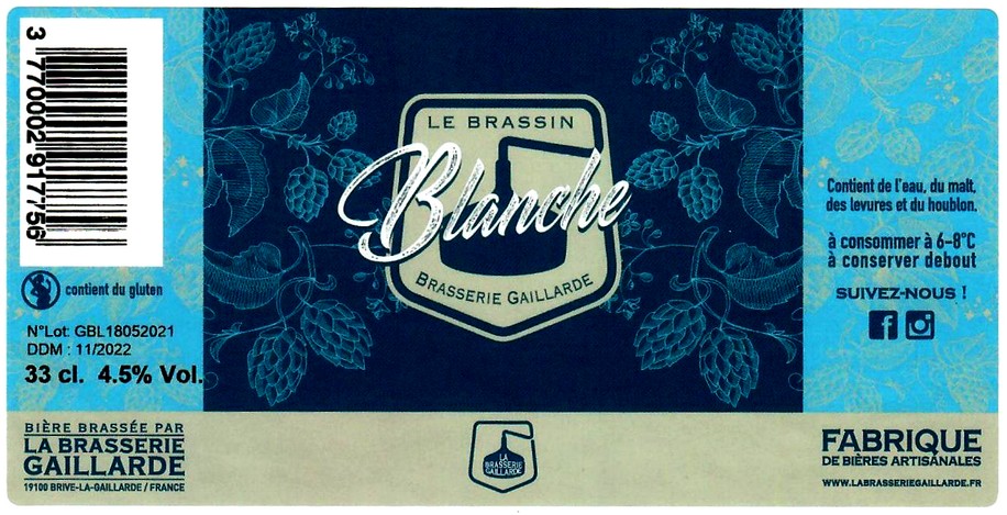 etiquette LA BRASSERIE GAILLARDE 37