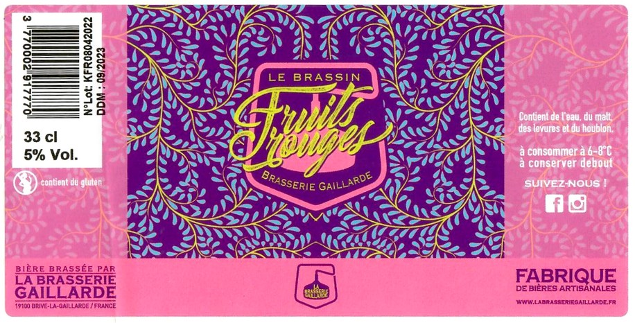 Etiquette BRASSERIE LA GAILLARDE 65