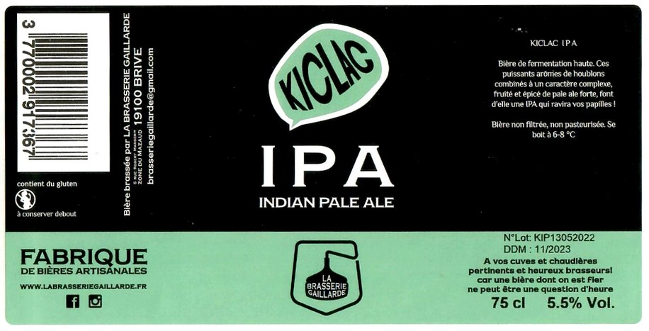 Etiquette BRASSERIE LA GAILLARDE 67